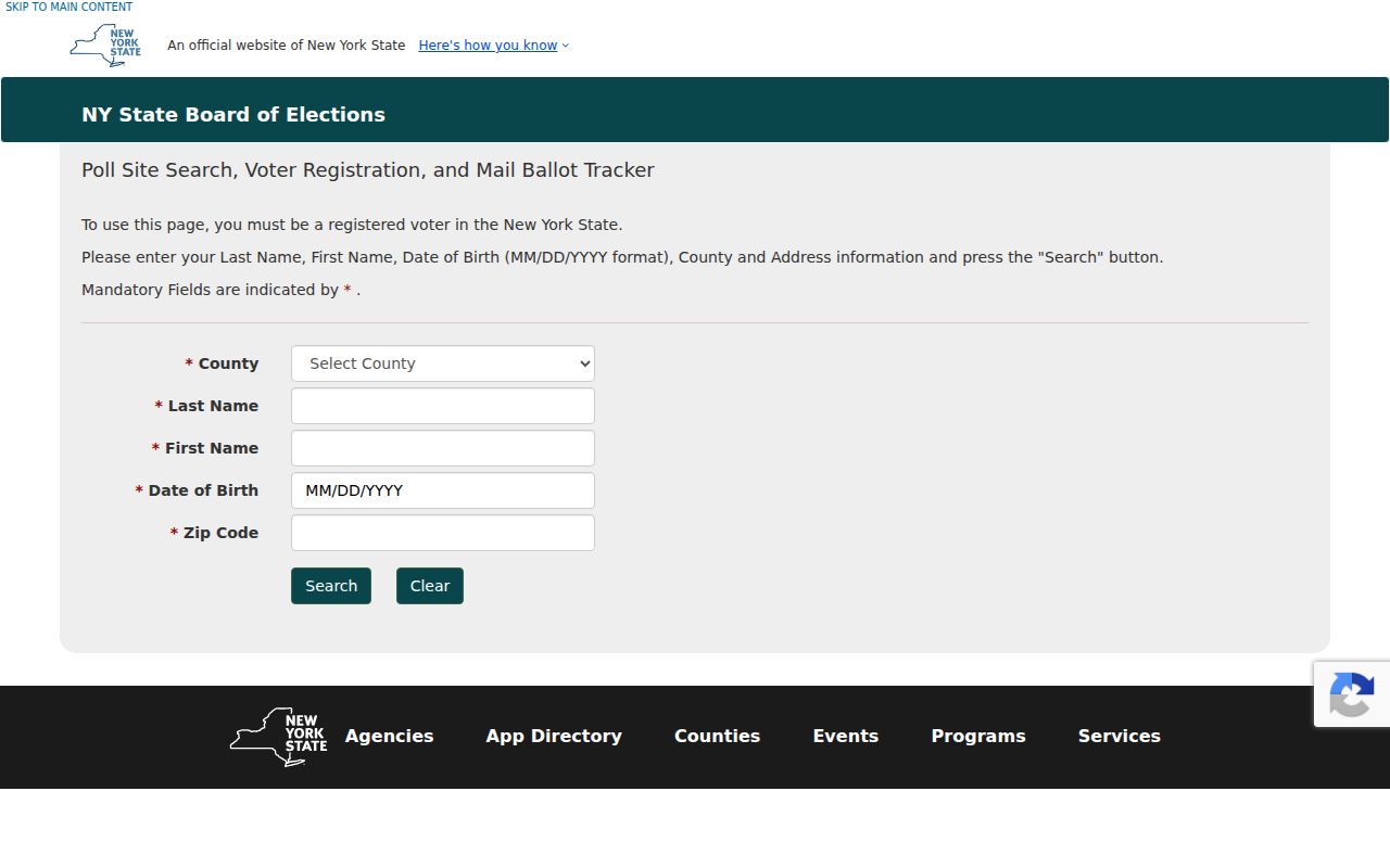 New Rochelle residents directory voter and poll-site lookup screen